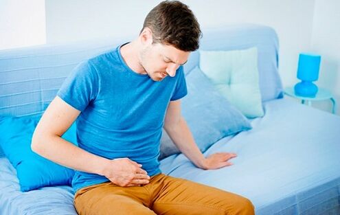 Pain in the lower abdomen with prostatitis